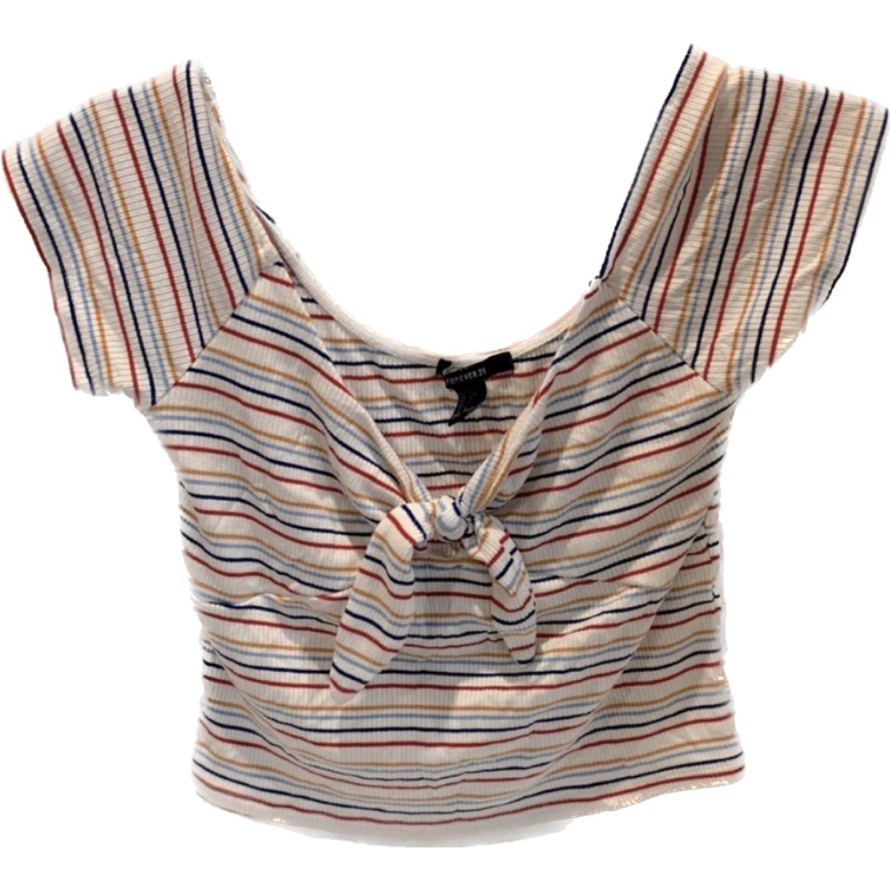 Forever 21 striped crop top women’s size Large